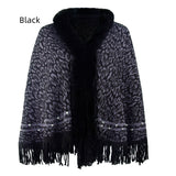 Leopard Print Fur Collar Tassel Warm Scarf Shawl