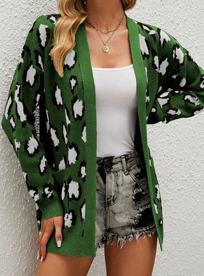 Long Leopard Cardigan Sweater Coat