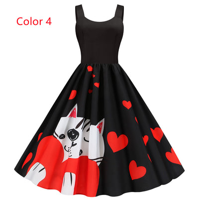 Strap Valentine's Day Printed Dress