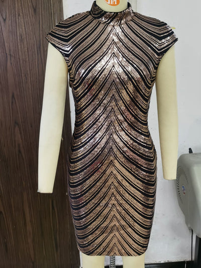 Sexy Retro Sequined Cap Sleeve Dress