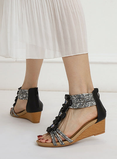 National Style High-heeled Platform Sandals