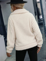 Double-faced Velvet Lapel Striped Plush Coat