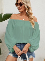 Off the Shoulder Solid Color Chiffon Top