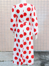 Polka-Dot Floral-Print Puff Long Sleeves Maxi Dress