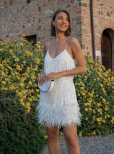 Sequin Feather Stitching Dress