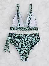 Deep V-neck Leopard Bikini