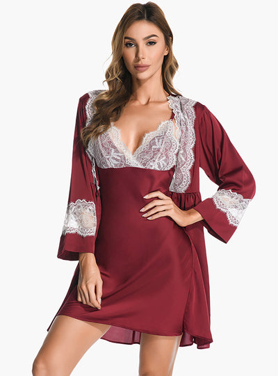 Silk Sexy Sling Nightdress Suit