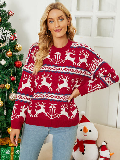 Christmas Day Pullover Loose Fawn Sweater