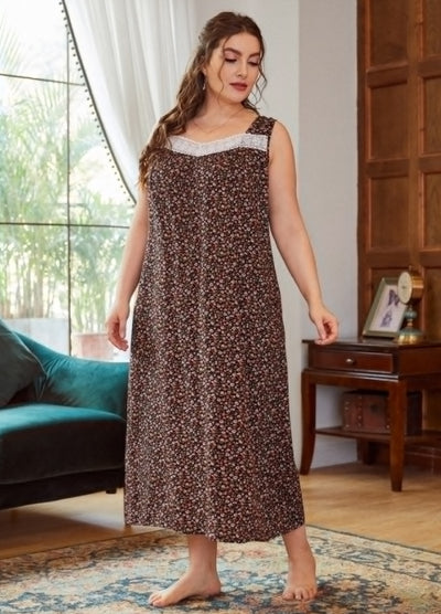 Print Vest Loose Long Nightgown