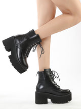 Motorcycle High Heel Round Head Boots