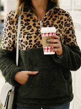 Leopard Patchwork Fluffy Thick Sweaters Warm 