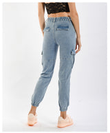 High-waist Wide-leg Elastic Waist Jeans