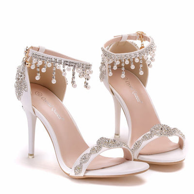 Beaded Tassel High-heeled Sandals