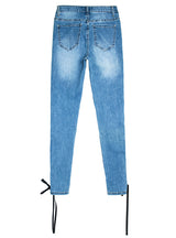 Crossed Straps Foot Slim Jeans
