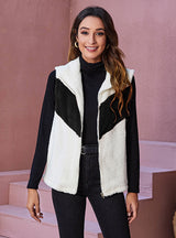 Fall/winter Color Contrast Plush Vest Jacket