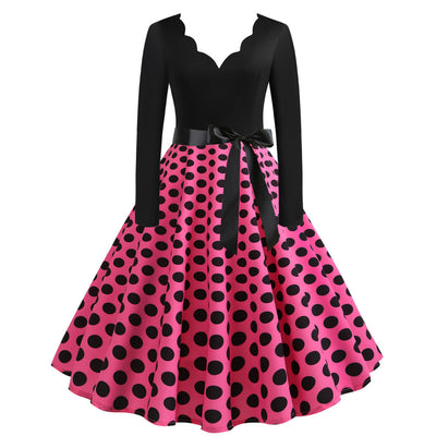 V-neck Long Sleeve Printed Dress