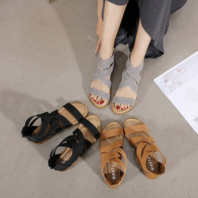 Gladiator Elastic Band Rear Zipper Sandals