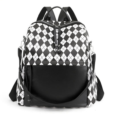 Soft Leather Contrast Outdoor Travel Backpack