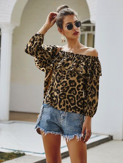 Leopard Print Off the Shoulder Top