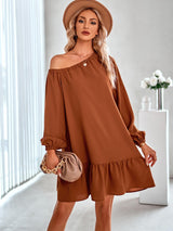 Casual Solid Color Flounce Dress