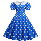 Dot Short Sleeve Doll Collar Print Dress