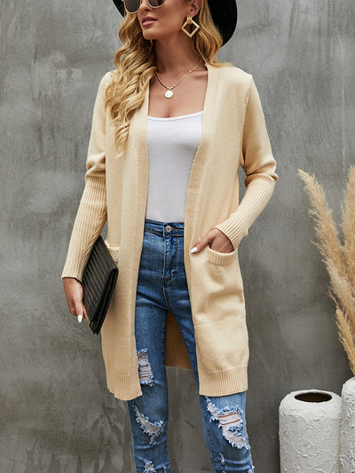 Cardigan Coat Solid Color Long Sweater