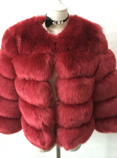 Fur Coat Elegant Thick Warm Outerwear Fake Fur