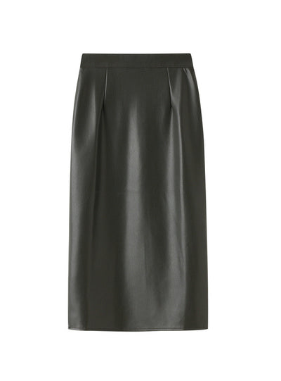 High Waist Split Pu Hip Skirt