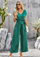 Loose Wide-leg Solid Color Jumpsuit
