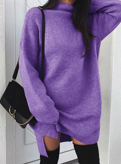 Women Turtleneck Warm Knitted Sweater Dress