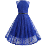 Retro Round Neck Lace Big Swing Dress
