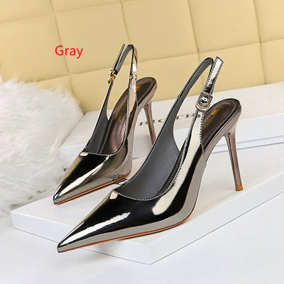 Shallow Pointed Hollow Back Strap Shoes