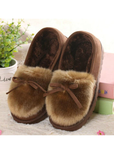 Ballet Flats Lovely Bow Warm Fur Cotton Shoes