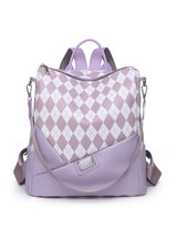 Plaid Soft Leather PU Leisure Backpack