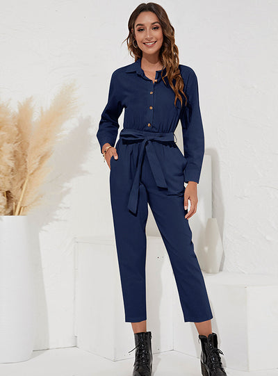 Lapel Fashion High Waist One-piece Pants