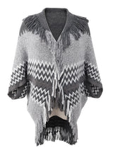 Fringe Color Matching Sweater Cloak Shawl