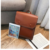 Retro-style Solid Color PU Backpack