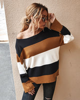 Women Contrast Striped Sweater