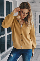 Long Sleeve V-neck Knitted Cardigan Sweater
