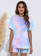 Tie-dyed Short Sleeve Suit Two-piece Set Shorts