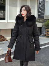 Winter Warm Velvet Thicken Faux Fur Coats Parka
