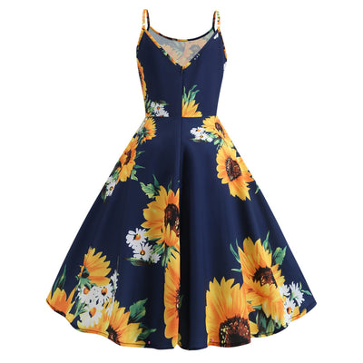 Summer Sling Sunflower Print Dress
