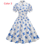 Printed Short Sleeve Doll Collar Printed Dress