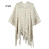 Crocheted Knitted Fringed Cloak Shawl