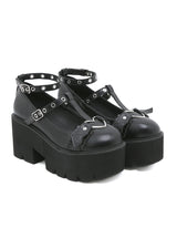 Love Buckle Cross Wings Retro Platform Shoes