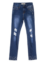 Pearls Elastic Ripped Straight Jeans