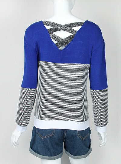 Hollow Out Knitted Sweater Pullover Backless Long Sleeve 