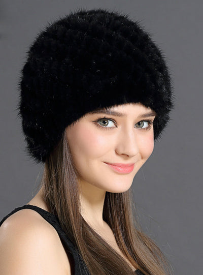 Mink Fur Hat Women With Natural Real Fur