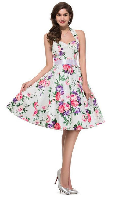 Retro Printed Sling Dress