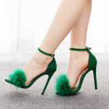 Women Feather High Heel Sandels